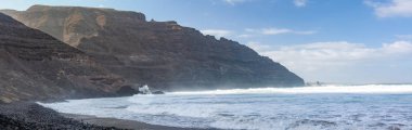 Güzellikler Beach Playa De Orzola Lanzarote, Kanarya Adaları, İspanya. Seyahat hedef. Deniz manzarası arka plan
