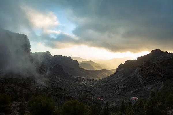 Panoramautsikt Över Fantastiska Bergskedja Solnedgången Gran Canaria Kanarieöarna Spanien Resmål — Stockfoto