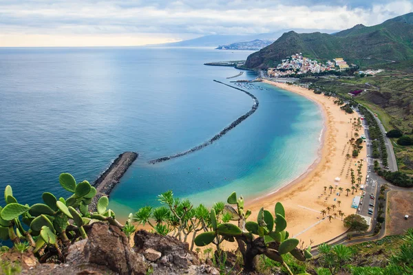 Pohled Shora Malebnou Pláž Las Teresitas Tenerife Španělsko Kanárské Ostrovy — Stock fotografie