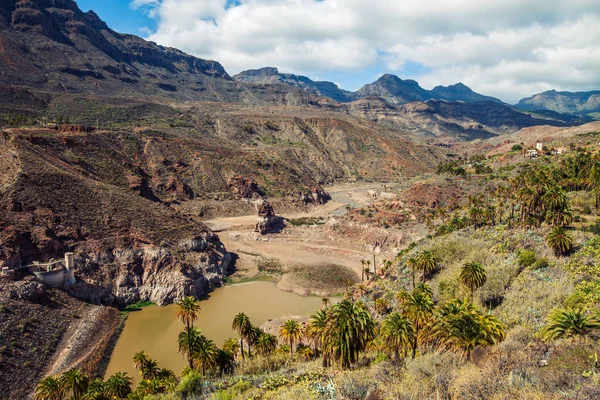 Scenic Mountain Lake Landscape Gran Canaria Spain Travel Destination — Stock Photo, Image