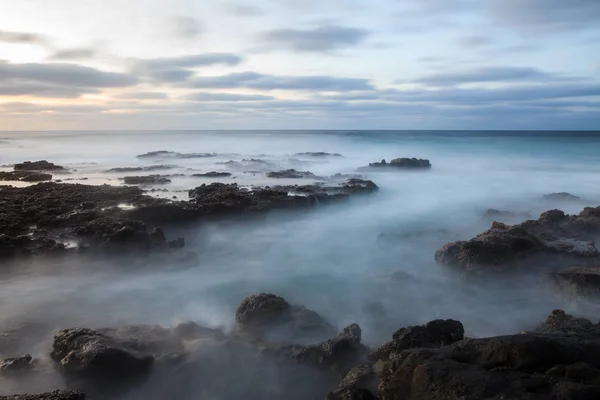 Increíble Puesta Sol Playa Larga Exposición Océano Atlántico Islas Canarias — Foto de Stock