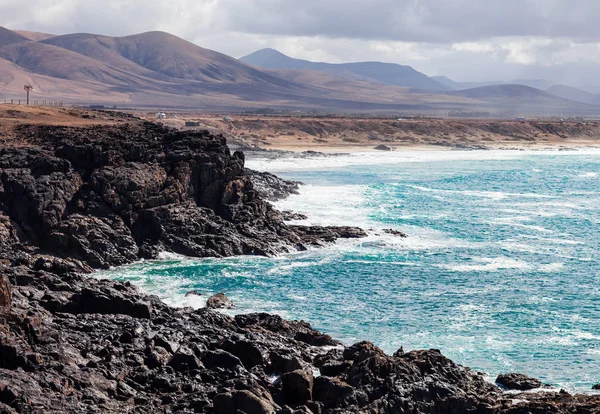 Piękny Widok Wybrzeże Oceanu Fuerteventura Wyspy Kanaryjskie Hiszpania Tle Natura — Zdjęcie stockowe