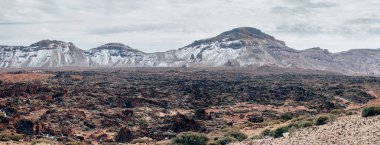 Benzersiz volkanik manzara Teide Milli Parkı, kışın, Tenerife, Kanarya Adaları, İspanya. 