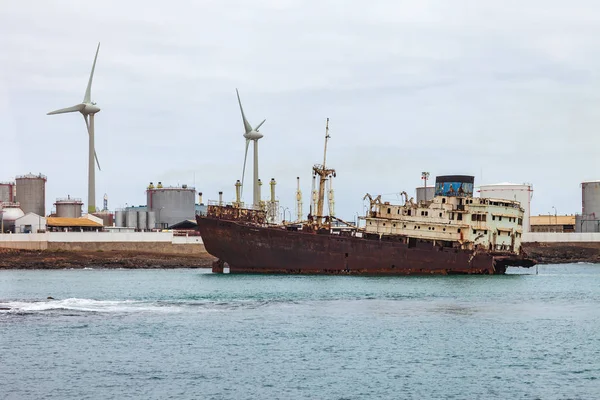 Vieux Naufrage Abandonné Sur Port Des Îles Canaries — Photo