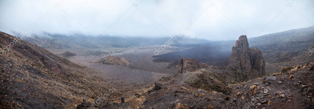Scenic mountain panorama landscape in Tenerife island. Nature background