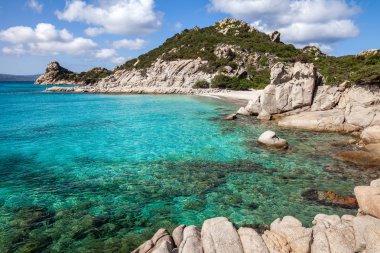 Scenic Sardinia island landscape. Italy sea coast with azure clear water. Nature background  clipart