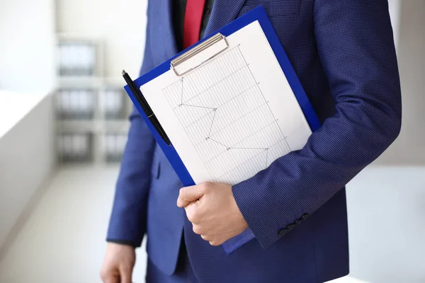 Business Man Holding Clipboard Office — Stock Photo, Image