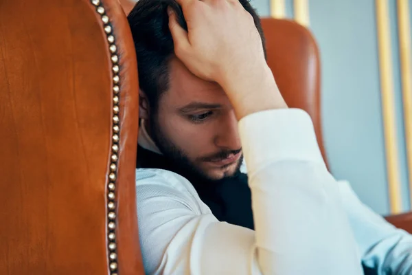 Porträtt Stressad Förtvivlan Ung Man Begreppet Depression — Stockfoto