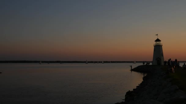 Silhueta Farol Pôr Sol — Vídeo de Stock