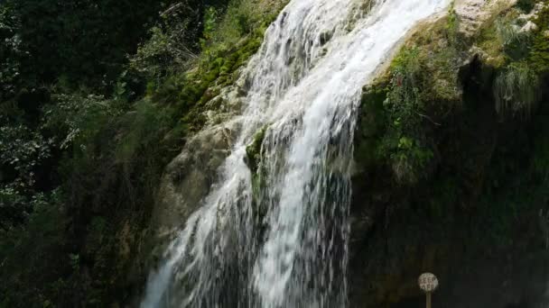 側面ビュー 滝の安定したショット — ストック動画