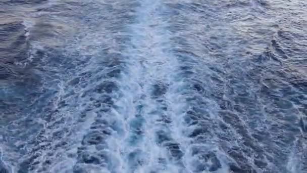 Ocean Water Creating Ripples Churned Ship Propellers — Stock Video