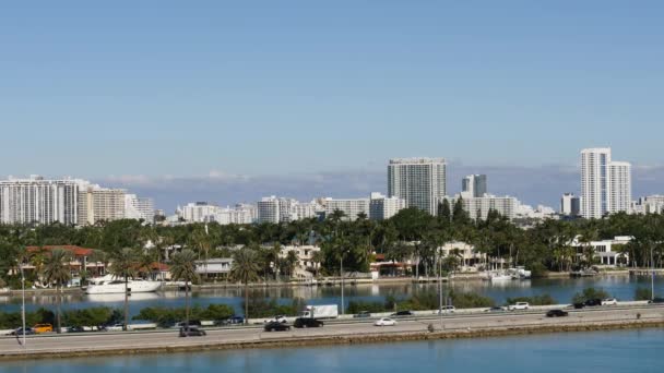 Miami Florida Január 2018 Kézi Felvétel Part Menti Meghajtó Biscayne — Stock videók