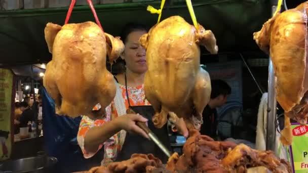 Chiang Mai Thajsko Březen 2018 Ruční Záběr Ženy Prodávající Pečené — Stock video