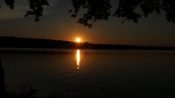 Beautiful Sunset Reflected Waters River — Stock Video