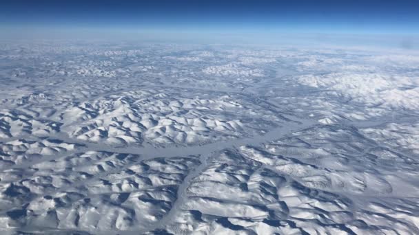 Manitoba Üzerinde Kar Beyaz Battaniye Havadan Kış Görünümü Kanada — Stok video