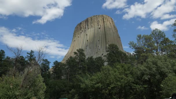 Devils Tower Även Känd Som Bear Lodge Butte Wyoming Står — Stockvideo