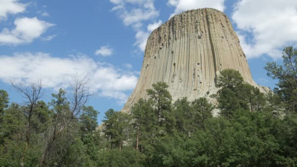 Närbild Devils Tower Kallas Även Bear Lodge Butte Wyoming — Stockvideo