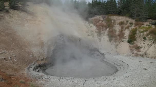 Forró Iszapvulkán Yellowstone Nemzeti Parkban Wyomingban Természetes Hangokkal — Stock videók