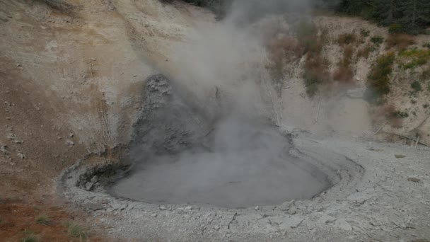 Foto Estable Medio Ancho Del Volcán Mud Parque Nacional Yellowstone — Vídeo de stock