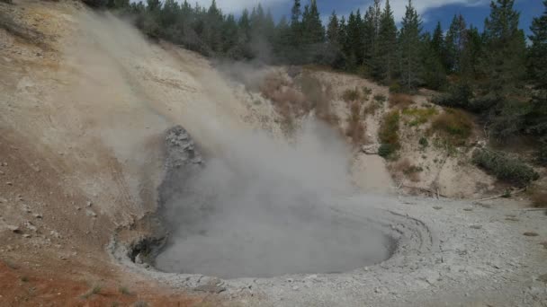 怀俄明州黄石国家公园的泥火山里冒出热泥泡泡和 — 图库视频影像