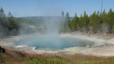 Norris şofben Havzası, Wyoming Yellowstone Milli Parkı, kaynar Emerald baharın geniş sürekli çekim.