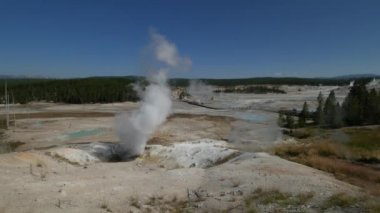 Ultra geniş sürekli atış billowing siyah Growler Buhar havalandırma, Norris şofben temel, Yellowstone Milli Parkı Wyoming Buhar.