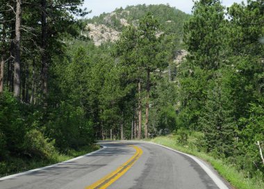 Needles Highway'de manzaralı sürücü, Güney Dakota