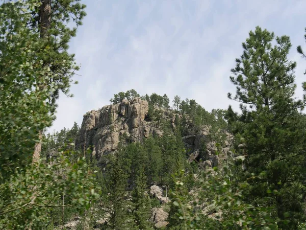 在南达科他州卡斯特州立公园 风景优美的岩层沿着针路提供美丽的景色 — 图库照片