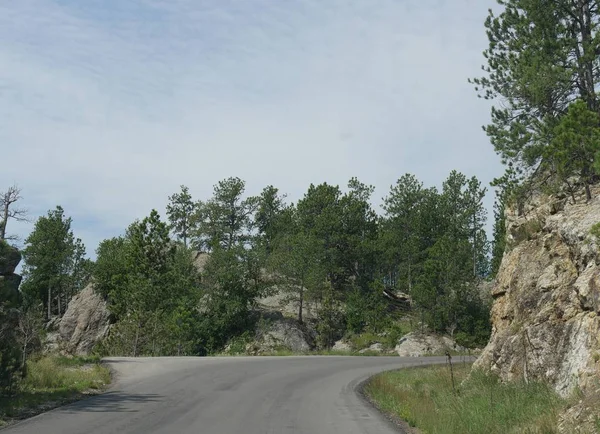 Scenic Drives Needles Highway Mountains Rock Formations Background Custer State — Stock Photo, Image