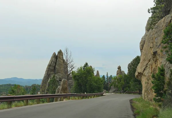 Formaciones Granito Rocas Ancho Medio Largo Autopista Needles Highway Custer —  Fotos de Stock