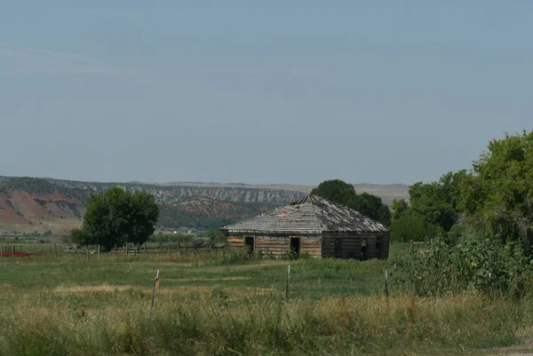 Estructura Dilapidada Largo Carretera Cuenca Bighorn Campo Wyoming —  Fotos de Stock