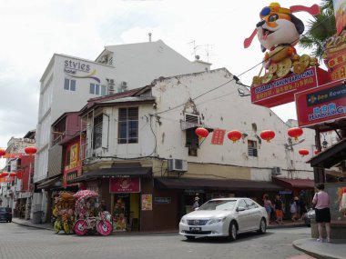 Malacca, Malezya--Şubat 2018: Colorful Jonker Street, Malacca en popüler konumlar biri. 