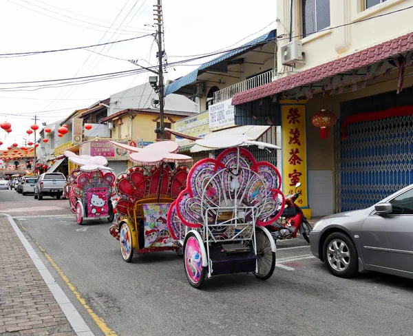 Malacca Malezya Şubat 2018 Renkli Trishaws Kadar Jonker Street Gün — Stok fotoğraf