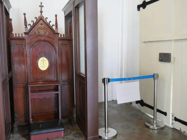 Confesionario Dentro Iglesia San Pedro Ciudad Melaka Iglesia Católica Romana — Foto de Stock