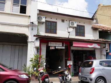 Malacca, Malezya--Şubat 2018: Kawan-Kawan Konuk evi, Malakka Jonker Caddesi 'ndeki Orman Evleri bir cephe. 