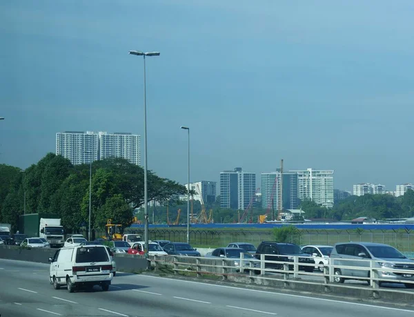 Kuala Lumpur Malaysien März 2018 Weite Aufnahme Eines Frühmorgendlichen Verkehrs — Stockfoto