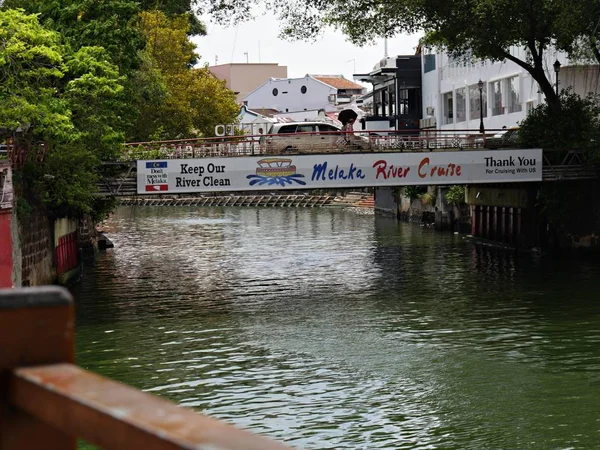 Malaca Malasia Febrero 2018 Puente Sobre Río Melaka Melaka Malasia — Foto de Stock