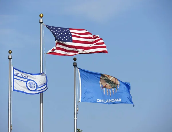 Flags of the United States, Oklahoma State and Little Axe School in Oklahoma