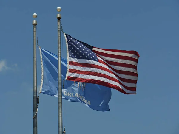 Close Flags United States America Oklahoma State — Stock Photo, Image