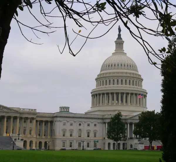 华盛顿 2017年9月 美国国会大厦的中特写 由华盛顿哥伦比亚特区的树枝框 — 图库照片