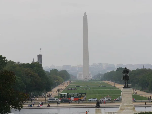 Washington Usa Setembro 2017 Dia Chuvoso National Mall Com Monumento — Fotografia de Stock