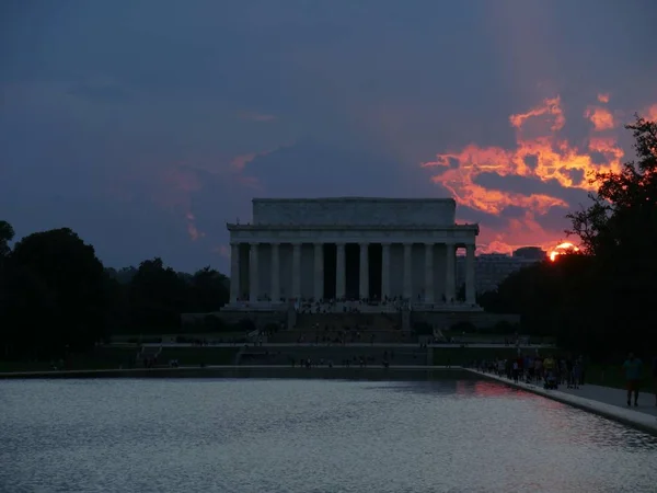 Washington Eua Setembro 2017 Fotografia Noturna Com Lindo Pôr Sol — Fotografia de Stock