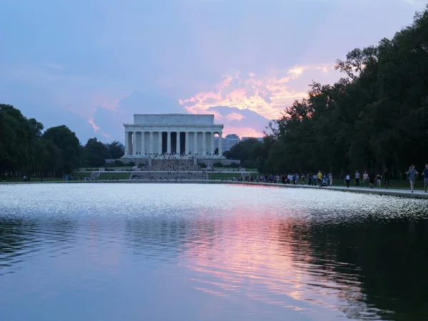 Washington Usa September 2017 Wide Shot Lincoln Memorial Vid Sunset — Stockfoto