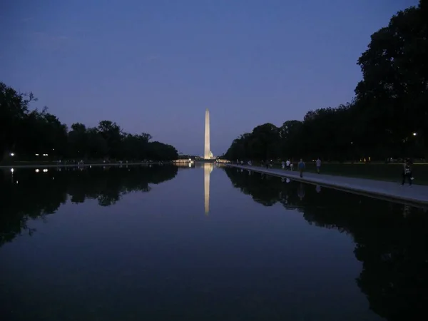 Washington Usa September 2017 Washington Monument Reflected Waters Pool Night — Stock Photo, Image