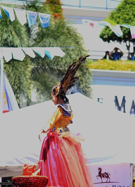 Davao City Filipiny Sierpień 2014 Strzał Widok Boku Uczestnika Parady — Zdjęcie stockowe