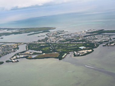 Key West yağmurlu bir öğleden sonra, Florida, havadan görünüm.