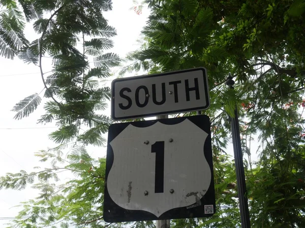 Señal Calle Para Autopista Sur Key West Florida — Foto de Stock