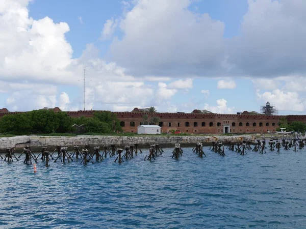 Vista Del Muelle Del Histórico Fort Jefferson Dry Tortugas National — Foto de Stock