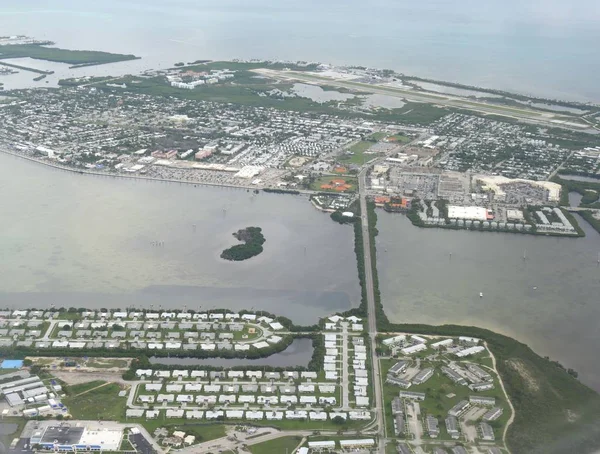 Scenic bird\'s eye view of Key West, Florida with the highway connecting the islands.