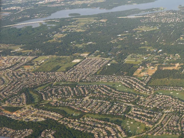 Dallas City Havadan Görünümü Orta Geniş Çekim — Stok fotoğraf